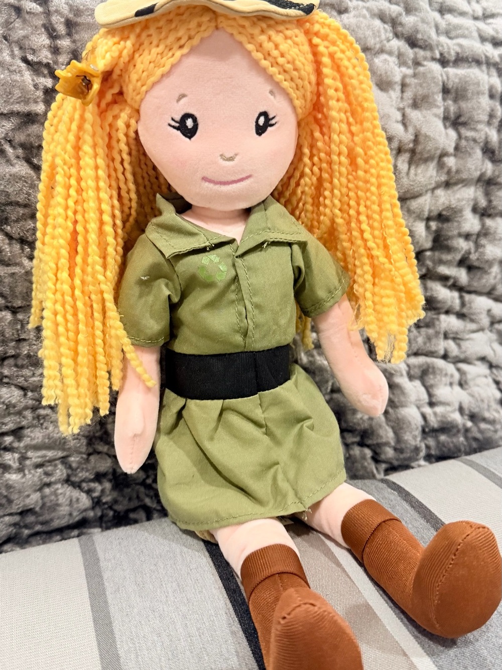 Disney Yellow-Haired Plush Doll in Olive Green Outfit